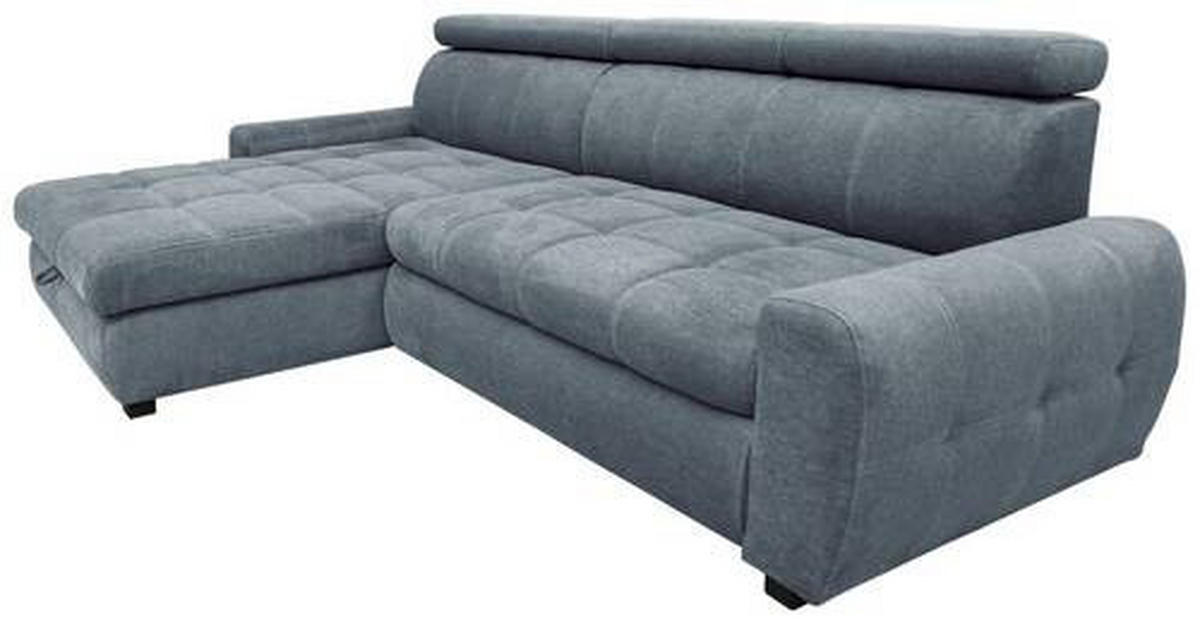 ECKSOFA in Webstoff Hellblau  - Weiss/Schwarz, Design, Kunststoff/Textil (276/173cm) - Stylife