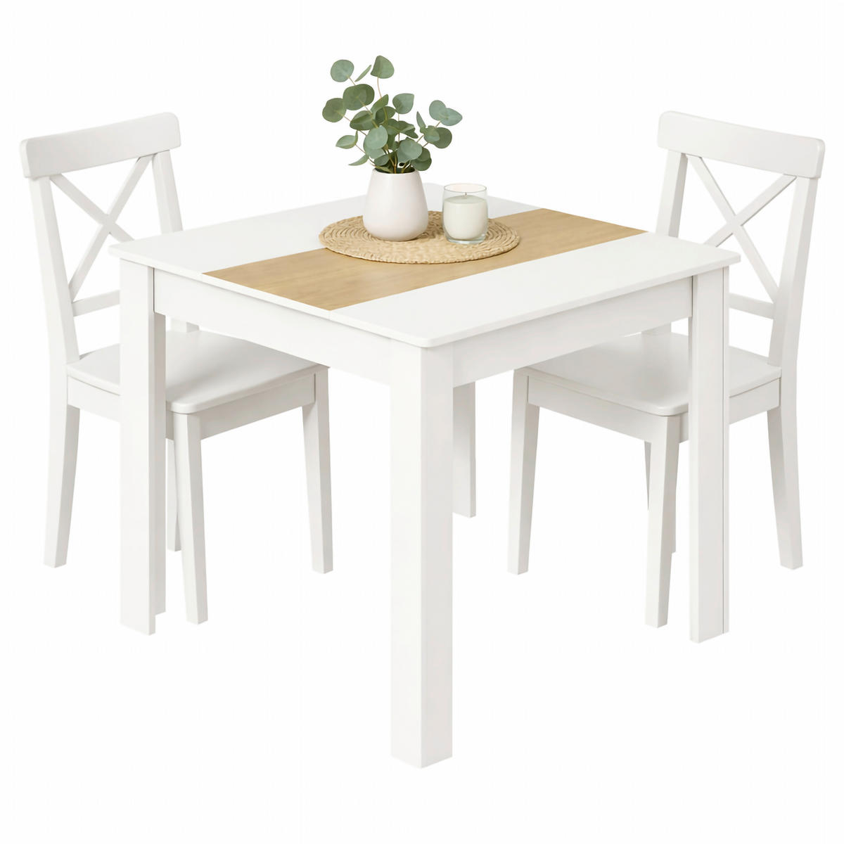 ESSTISCH 80/80/75 cm Nachbildung  Holzwerkstoff quadratisch Weiß, Honigeiche  - Honigeiche/Weiß, MODERN, Holzwerkstoff (80/80/75cm) - MID.YOU