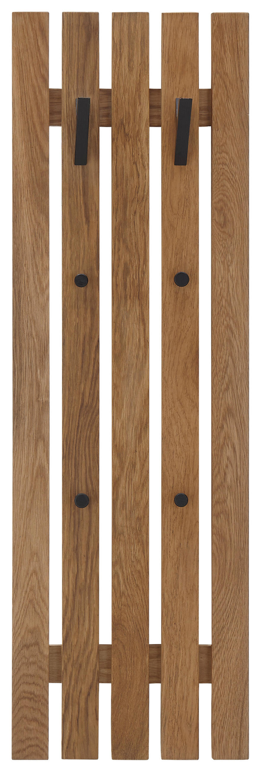 ŠATNÍ PANEL, přírodní barvy, černá, dub, 38/120/14 cm - černá/přírodní barvy, Basics, dřevo (38/120/14cm)