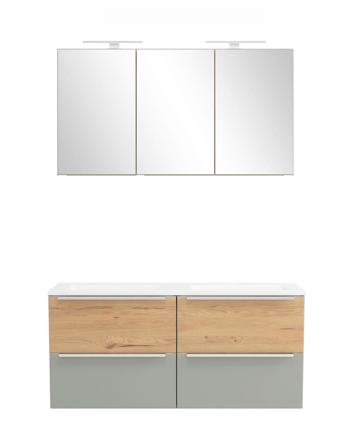 BADEZIMMER  in 120 cm  - Schilfgrün/Wildeiche, Trend, Glas/Holzwerkstoff (120cm) - Held