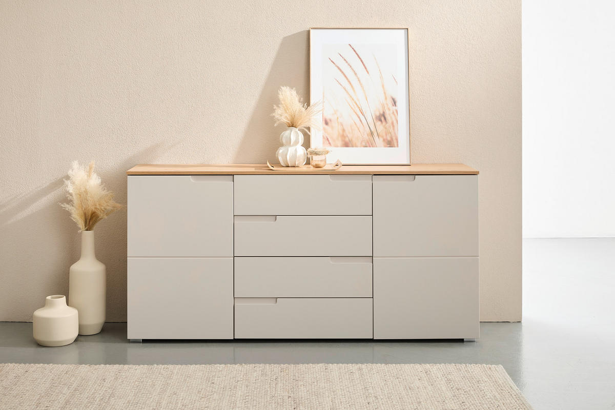 SIDEBOARD Swim 165/80/40 cm 4 Schublade(n)  - Kaschmir/Schwarz, Design, Holzwerkstoff/Kunststoff (165/80/40cm) - MID.YOU