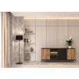 SIDEBOARD  205,8/81/38 cm 2 Schublade(n)  - Eiche Wotan/Schwarz, KONVENTIONELL, Glas/Holzwerkstoff (205,8/81/38cm) - Xora