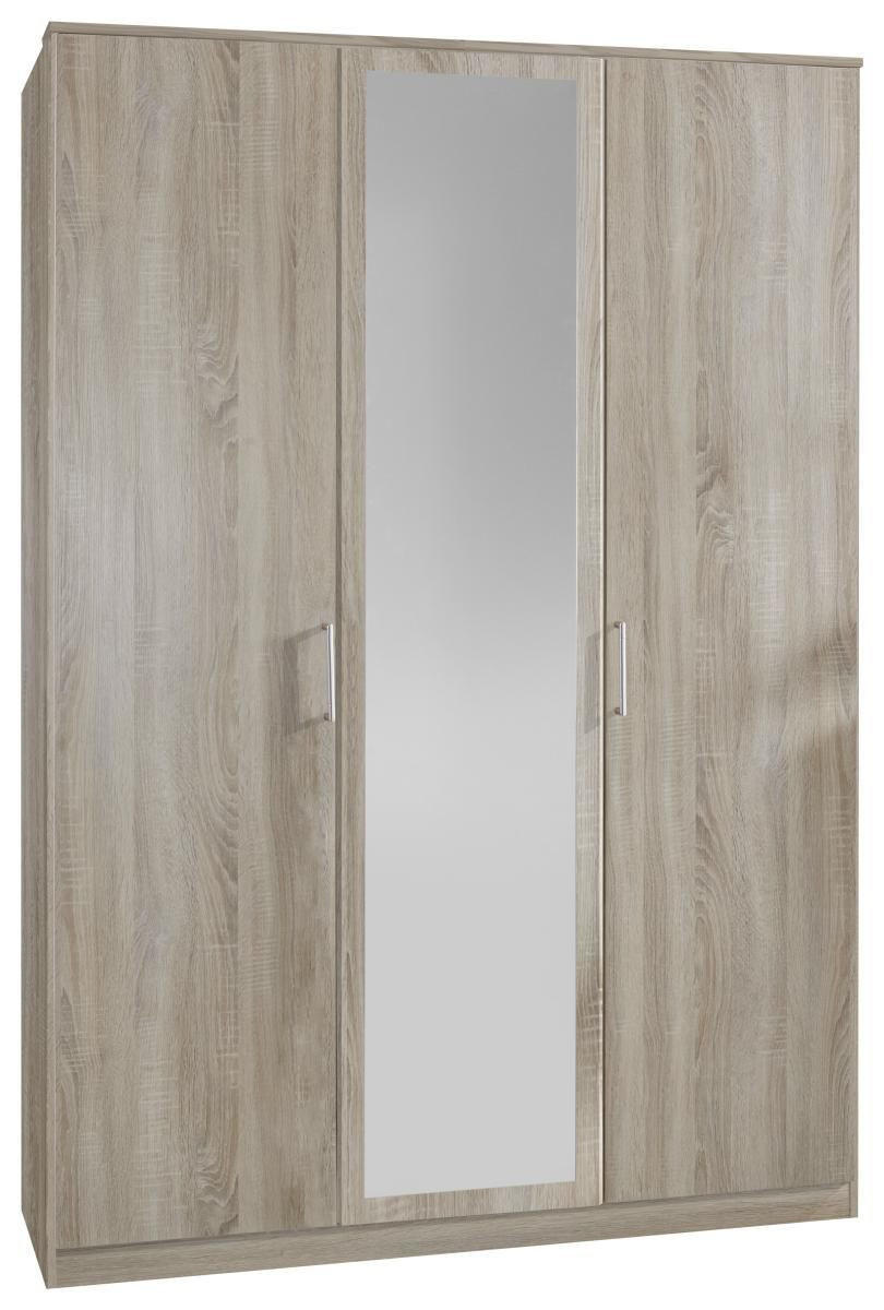 DREHTÜRENSCHRANK 135/199/58 cm 3-türig Eichefarben  - Eichefarben/Alufarben, KONVENTIONELL, Glas/Holzwerkstoff (135/199/58cm) - MID.YOU
