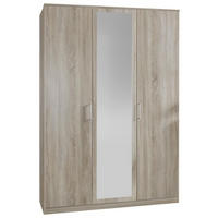 DREHTÜRENSCHRANK 135/199/58 cm 3-türig Eichefarben  - Eichefarben/Alufarben, KONVENTIONELL, Glas/Holzwerkstoff (135/199/58cm) - MID.YOU