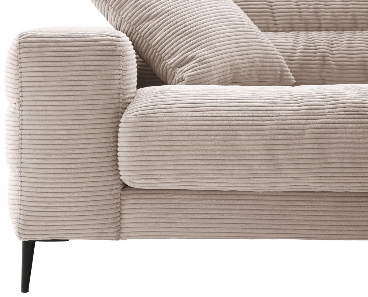 ECKSOFA in Cord Taupe  - Taupe/Schwarz, Design, Textil/Metall (296/207cm) - Dieter Knoll