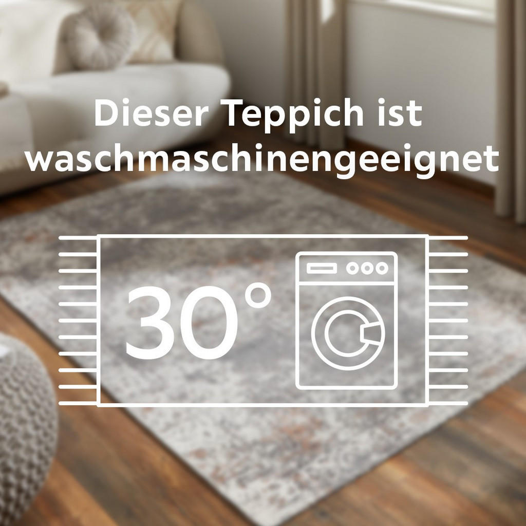 Thumbnail - Esposa FUßMATTE Miabella, Schwarz, Dunkelorange, Textil, rechteckig, 50x70 cm, rutschfest, schmutzabweisend, für Fußbode...