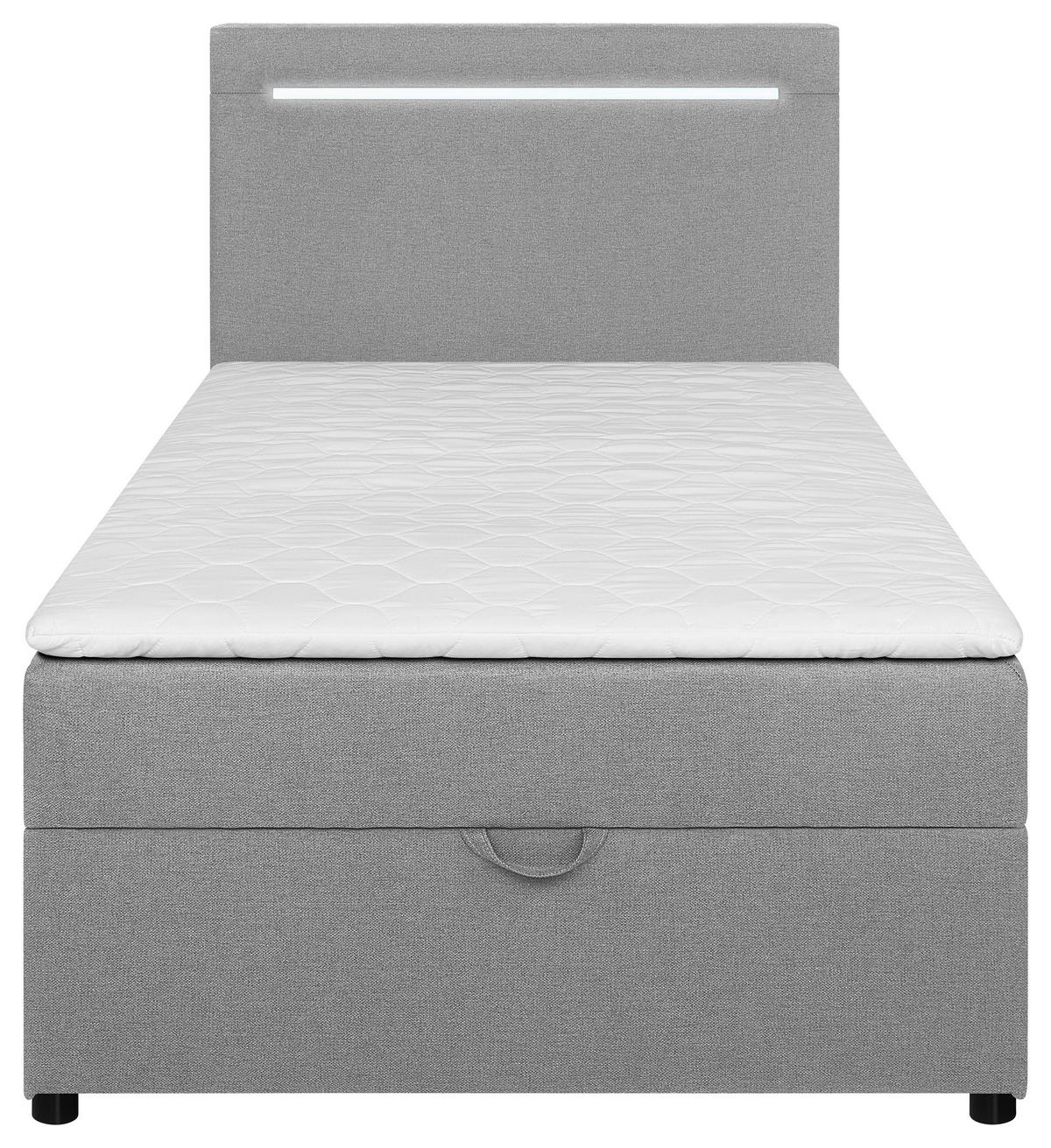 BOXBETT 100/200 cm,  in Hellgrau, Bettkasten, Topper, Kopfteilbeleuchtung,  - Hellgrau/Schwarz, MODERN, Kunststoff/Textil (100/200cm) - MID.YOU