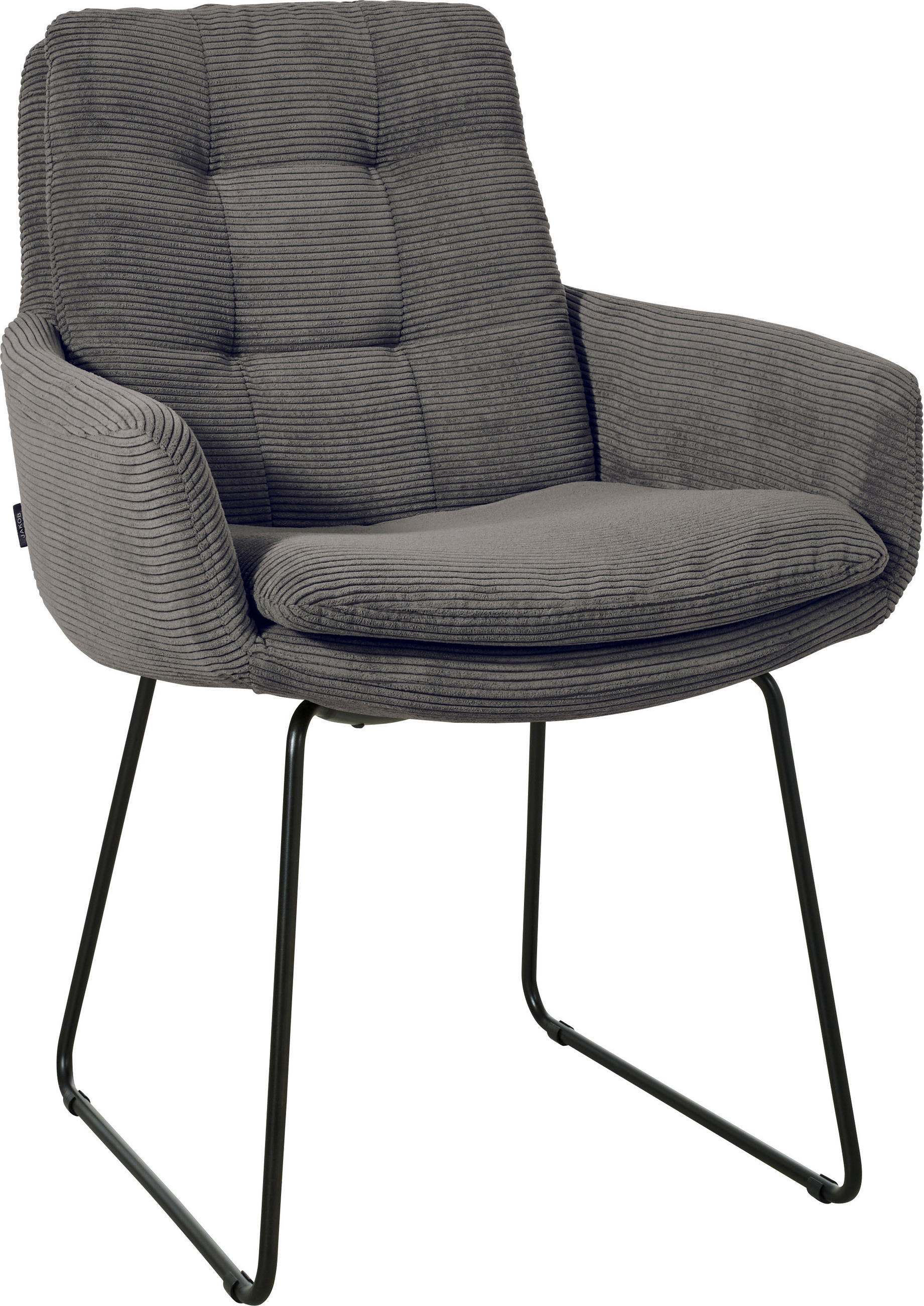 ARMLEHNSTUHL  in Cord  - Anthrazit/Schwarz, Design, Textil/Metall (63/90/69cm) - Johann Jakob