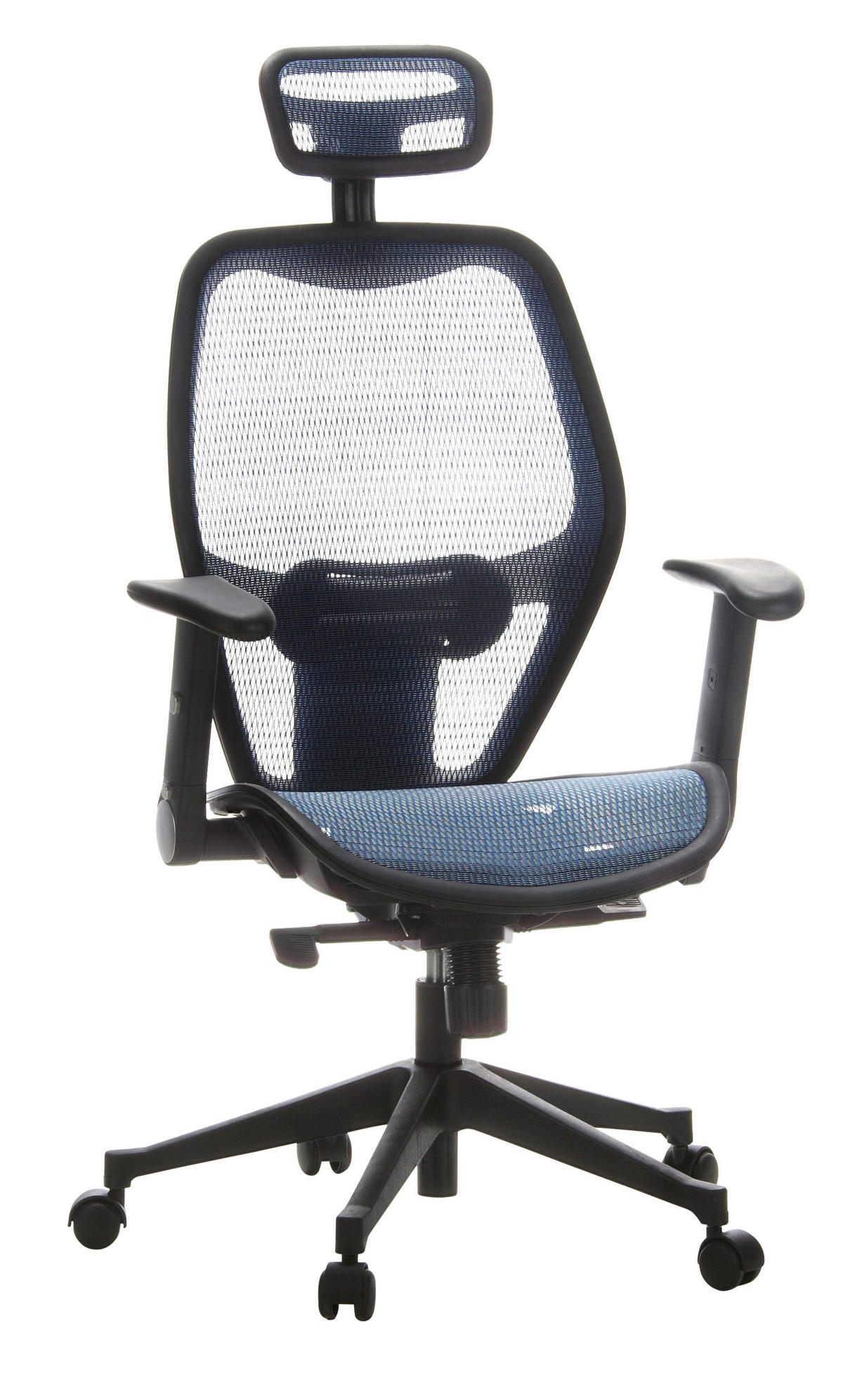 DREHSTUHL  in Netzbespannung Blau, Schwarz  - Blau/Schwarz, Basics, Kunststoff/Textil (59/117/48cm) - MID.YOU