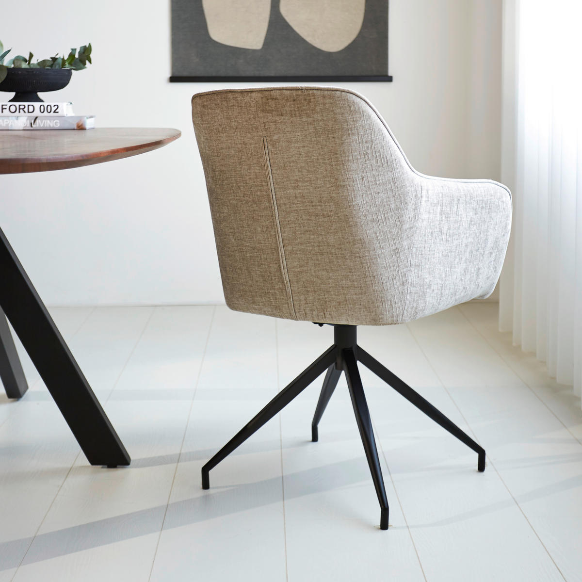 STOLIČKA S PODRÚČKAMI, ženilka, svetlosivá - čierna/sivá, Modern, kov/textil (59/88/60cm) - MID.YOU