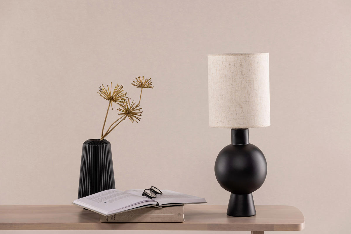 BORDSLAMPA 21/55/21 cm   - beige/svart, Basics, textil/sten (21/55/21cm) - P & B