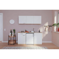MINIKÜCHE 150 cm   in Weiß, Eichefarben  - Eichefarben/Weiß, Basics, Holzwerkstoff (150cm) - Respekta