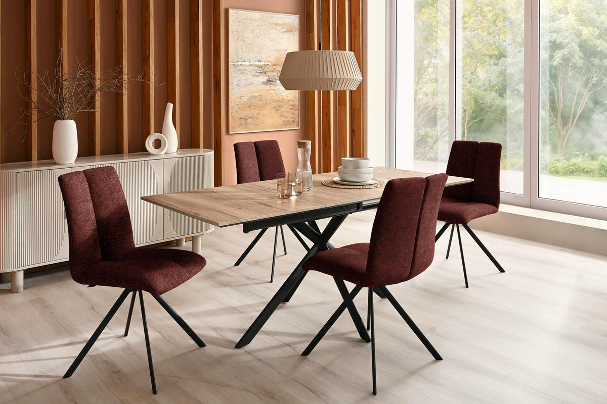 STUHL  Stoffauswahl Webstoff  - Bordeaux/Anthrazit, Design, Textil/Metall (50/92/64cm) - Venjakob