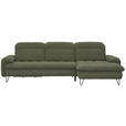 ECKSOFA in Flachgewebe Grün  - Schwarz/Grün, LIFESTYLE, Textil/Metall (310/180cm) - Valnatura