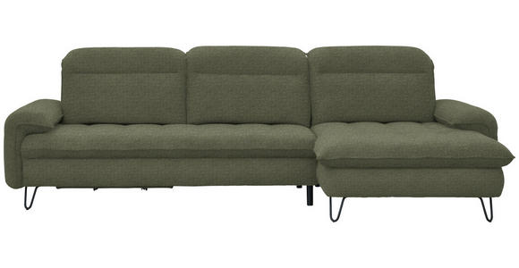 ECKSOFA in Flachgewebe Grün  - Schwarz/Grün, LIFESTYLE, Textil/Metall (310/180cm) - Valnatura