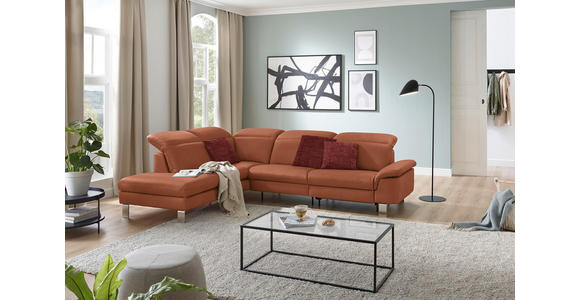 ECKSOFA in Echtleder Cognac 233/309 cm - Edelstahlfarben/Cognac, Design, Leder/Metall (233/309cm) - Dieter Knoll