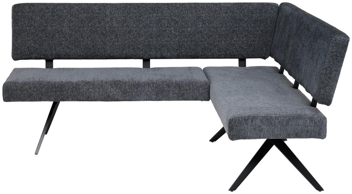 ECKBANK 190/150 cm  in Dunkelgrau  - Dunkelgrau/Schwarz, KONVENTIONELL, Textil/Metall (190/150cm) - MID.YOU