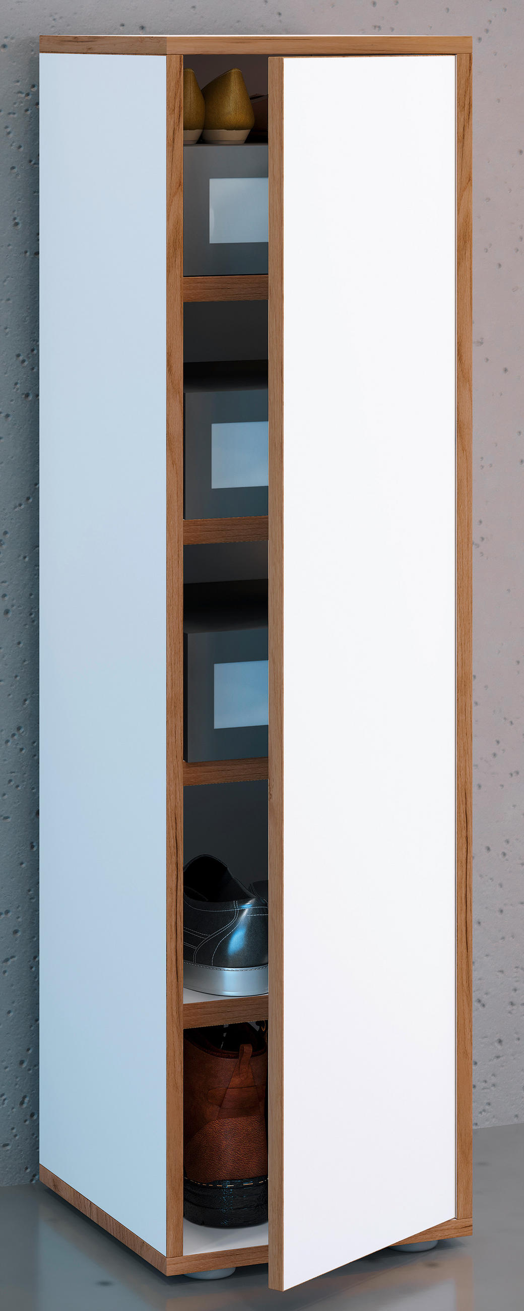 SCHUHSCHRANK  in 30/110/33 cm  - Honigeiche/Schwarz, Design, Holzwerkstoff/Kunststoff (30/110/33cm) - MID.YOU