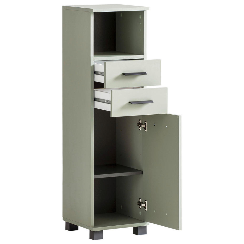 Thumbnail - Stylife Midischrank Palermo, Schwarz, Pastellgrün, Metall, 1 Fächer, 2 Schubladen, 30x110.5x33 cm, Made in Germany, Type...