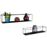WANDREGALSET 2-teilig Schwarz  - Schwarz, MODERN, Metall (65/15/15cm)
