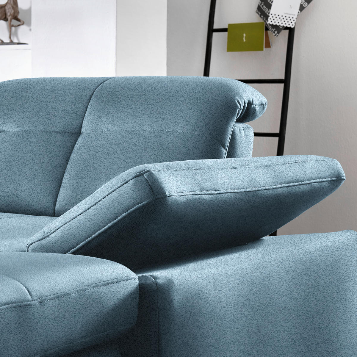 WOHNLANDSCHAFT  in Mikrofaser Hellblau  - Chromfarben/Hellblau, Design, Holzwerkstoff/Textil (260/371/195cm) - Beldomo Style