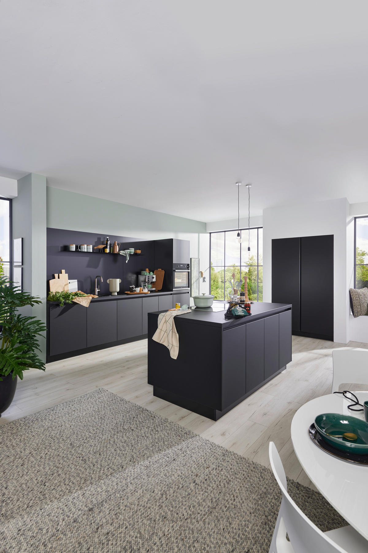 EINBAUKÜCHE P17  - Schwarz, Design, Holzwerkstoff - Dieter Knoll