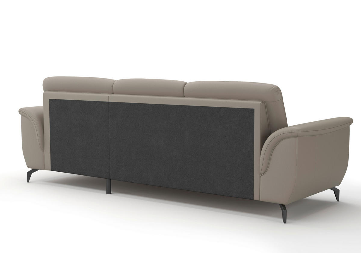 ECKSOFA in Vliesstoff Kombination Echtleder/Stoff Grau  262/164 cm  - Schwarz/Grau, MODERN, Leder/Textil (262/164cm) - Sit & More