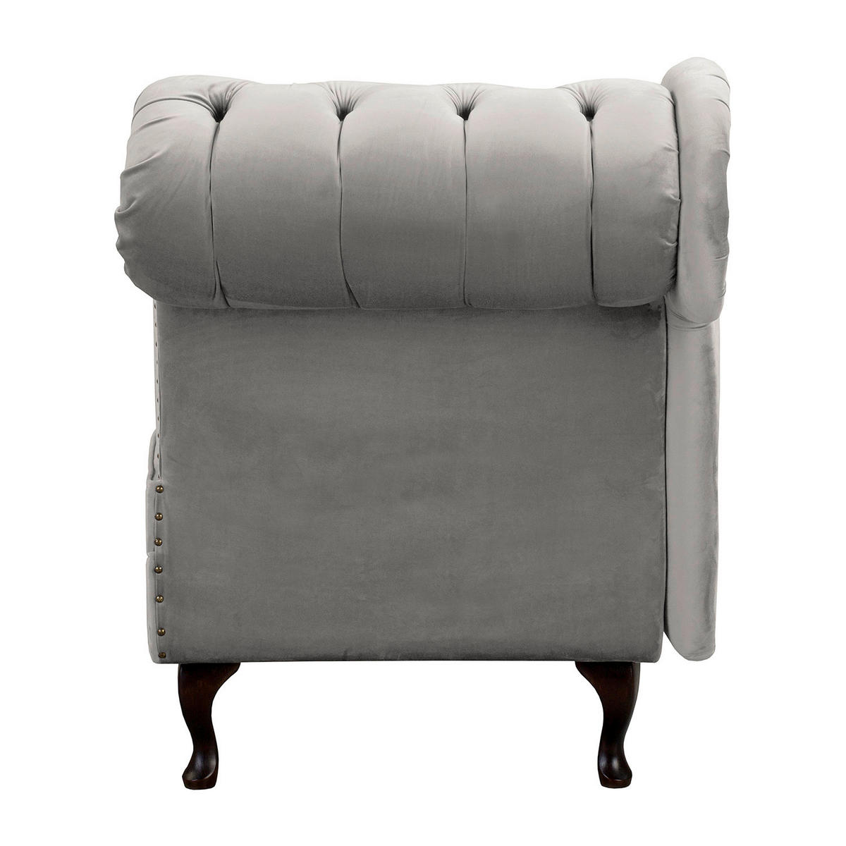 RÉCAMIERE Pako in Samt Grau  - Braun/Grau, Design, Holz/Textil (185/93/75cm) - Livetastic