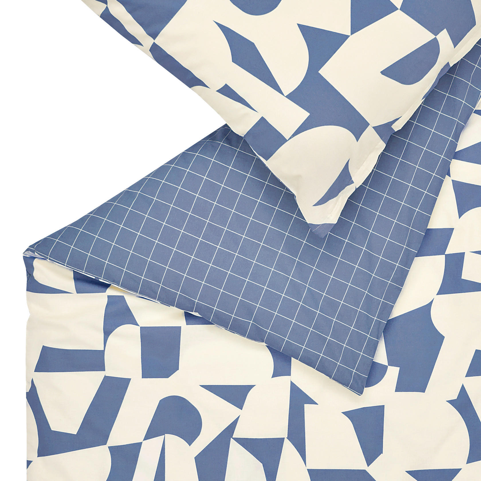 WENDEBETTWÄSCHE E-Cosmo Renforcé 155/220 cm  - Blau/Creme, Basics, Textil (155/220cm) - Esprit