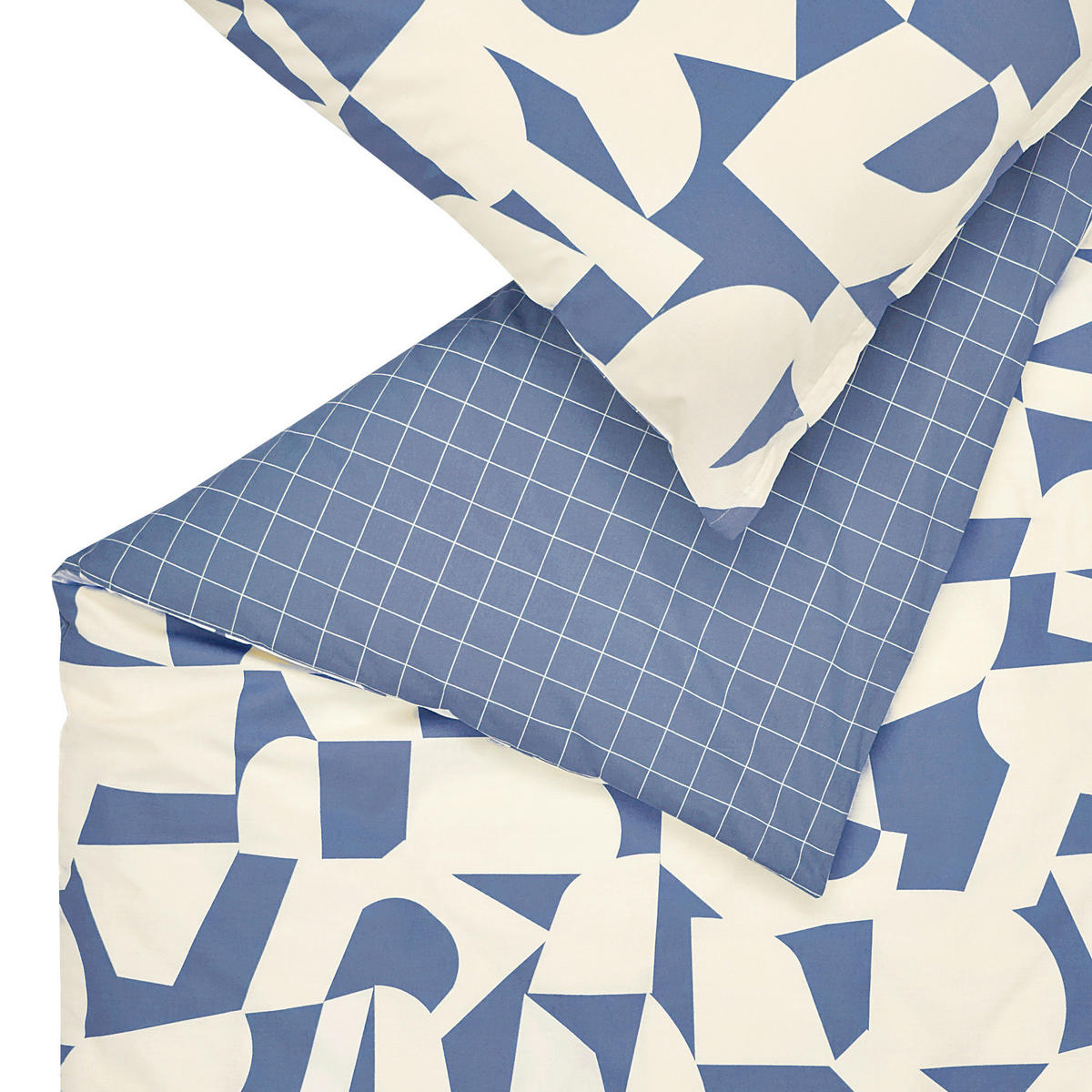 WENDEBETTWÄSCHE E-Cosmo Renforcé 155/220 cm  - Blau/Creme, Basics, Textil (155/220cm) - Esprit