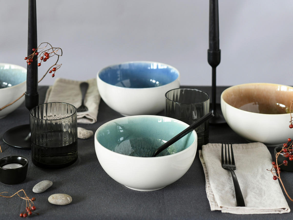 SCHÜSSELSET 4-teilig Caldera Mix   - Türkis/Bernsteinfarben, Basics, Keramik (17,5/8,5cm) - Creatable