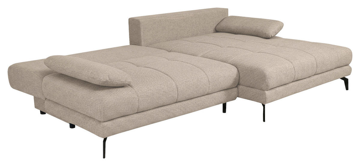 ECKSOFA Struktur Beige  - Beige/Schwarz, Modern, Textil/Metall (263/181cm) - Carryhome