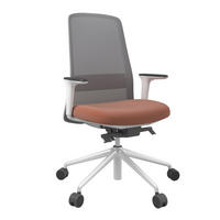 DREHSTUHL Braun, Grau, Weiß  - Braun/Weiß, MODERN, Leder/Kunststoff (70/103-115/70cm)