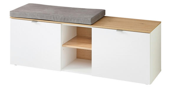 GARDEROBENBANK Bari in 128/50/38 cm - Silberfarben/Hellgrau, Design, Holzwerkstoff/Kunststoff (128/50/38cm) - Xora