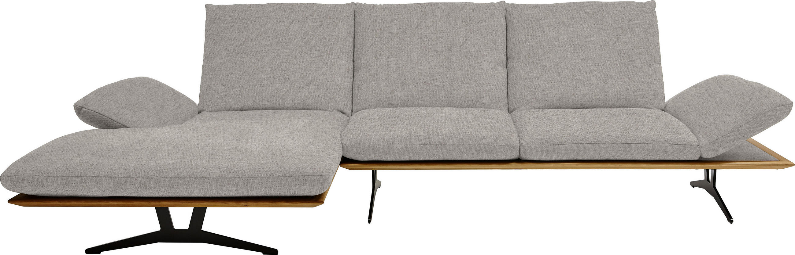 ECKSOFA in Flachgewebe Hellgrau  - Hellgrau/Schwarz, Design, Holz/Textil (159/314cm) - Dieter Knoll