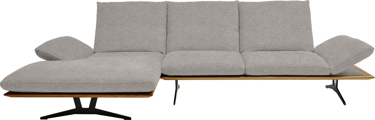 ECKSOFA in Flachgewebe Hellgrau  159/314 cm  - Hellgrau/Schwarz, Design, Holz/Textil (159/314cm) - Dieter Knoll