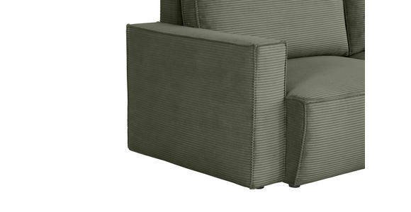 ECKSOFA in Feincord Olivgrün - Schwarz/Olivgrün, KONVENTIONELL, Kunststoff/Textil (242/151cm) - Carryhome