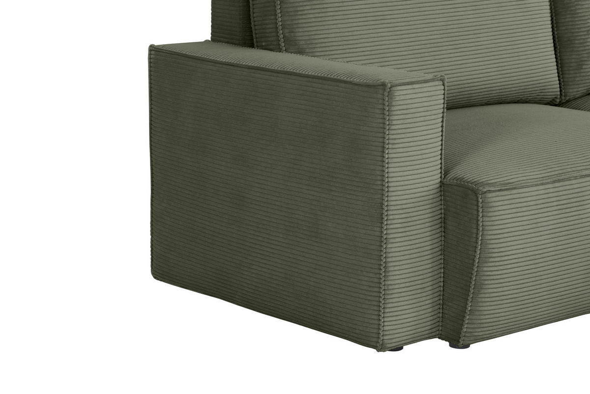 ECKSOFA in Feincord Olivgrün  - Schwarz/Olivgrün, Konventionell, Kunststoff/Textil (242/151cm) - Carryhome