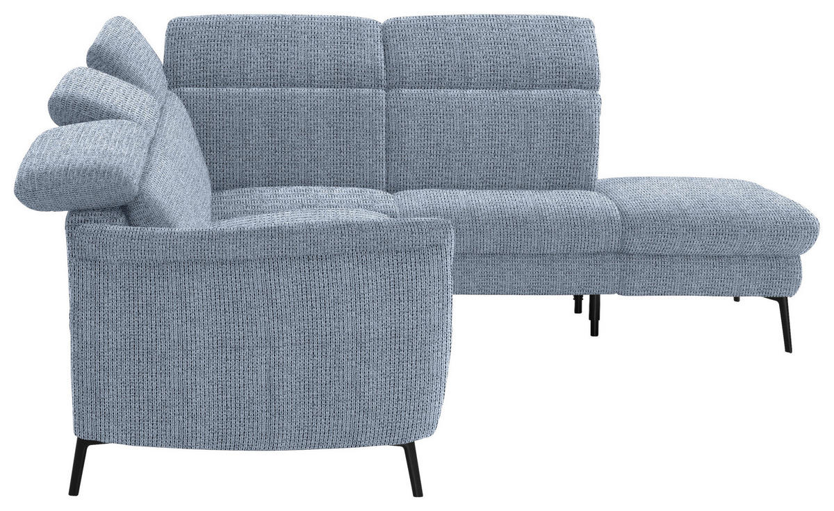 ECKSOFA in Struktur Hellblau  - Schwarz/Hellblau, Modern, Textil/Metall (275/235cm) - Cantus