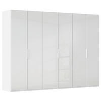 DREHTÜRENSCHRANK 301/235/61 cm,  in Weiß, 6-türig  - Weiß, Basics, Glas/Holzwerkstoff (301/235/61cm) - Novel
