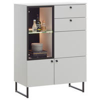 HIGHBOARD  in 86/123/42 cm  - Schwarz/Grauweiss, Lifestyle, Glas/Holzwerkstoff (86/123/42cm) - Valdera