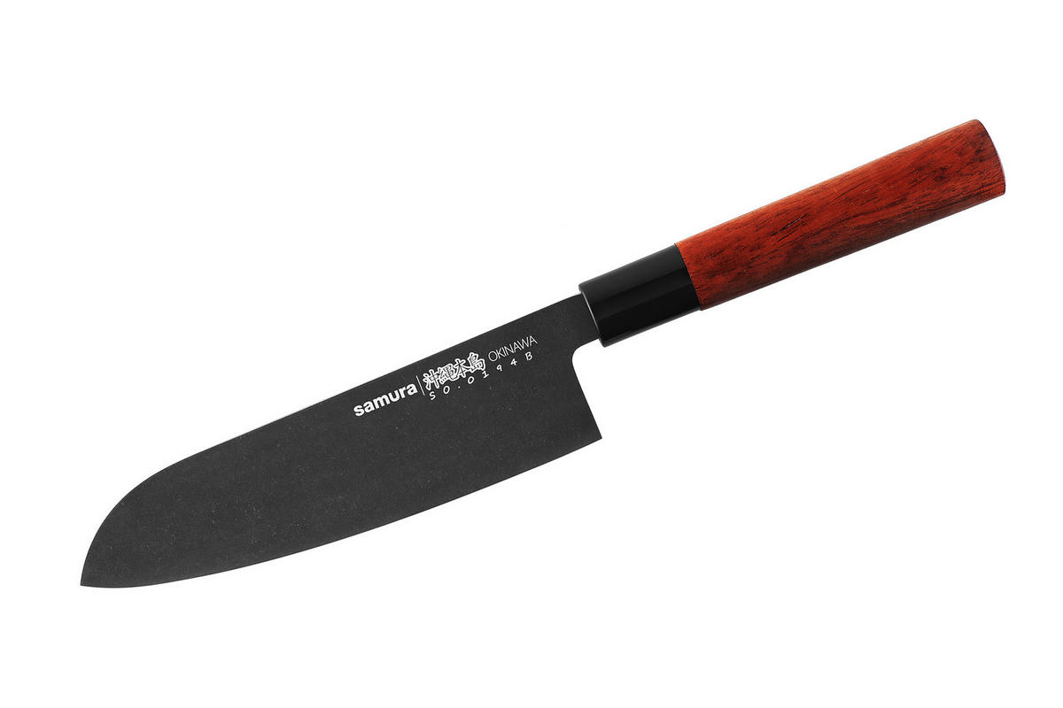 SANTOKU NOŽ  Okinawa 33/4,7/2,3 cm           nerđajući čelik - crna, Osnovno, drvo/metal (33/4,7/2,3cm) - Samura