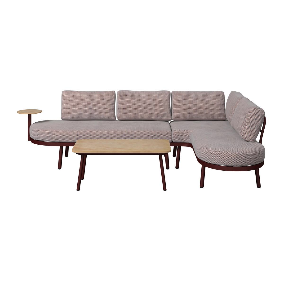 Set Lounge 4 piese  255/165 cm   - crem/roșu burgund, Modern, plastic/metal (255/165cm) - Ambia Garden
