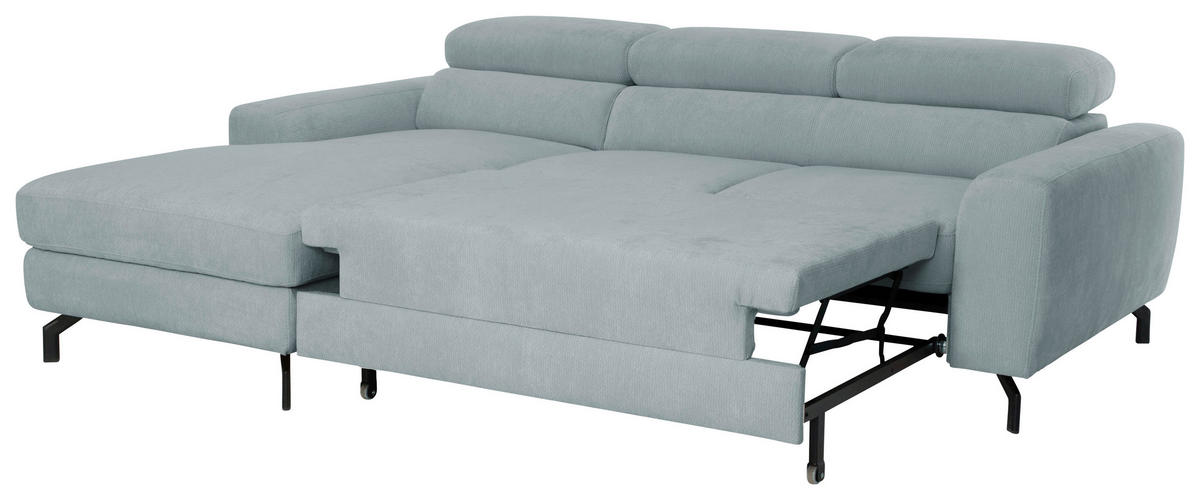 ECKSOFA Chenille Blaugrau  - Blaugrau/Schwarz, Design, Textil/Metall (177/226cm) - Livetastic