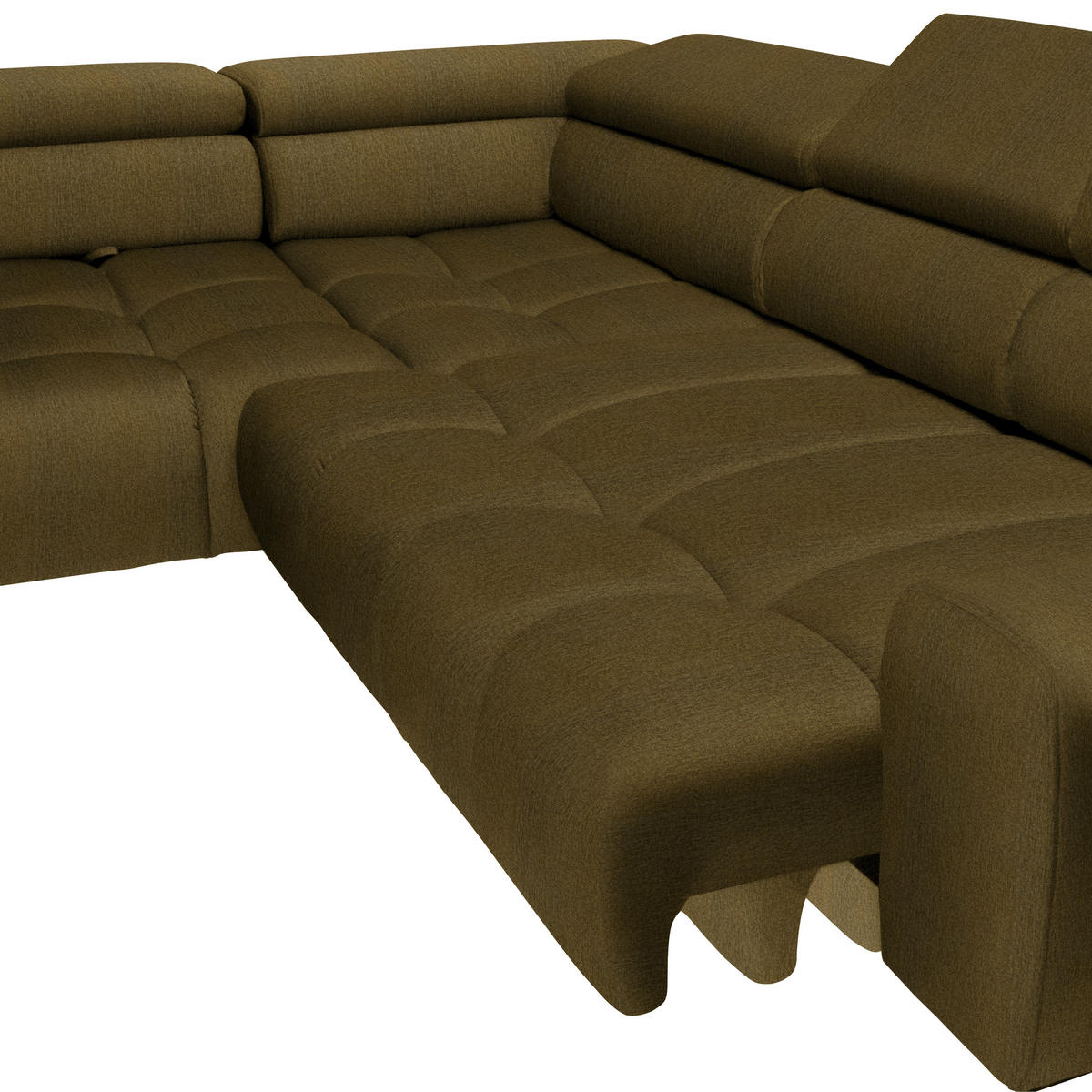 ECKSOFA in Samt, Webstoff Olivgrün  - Schwarz/Olivgrün, Design, Textil/Metall (216/300cm) - Welnova