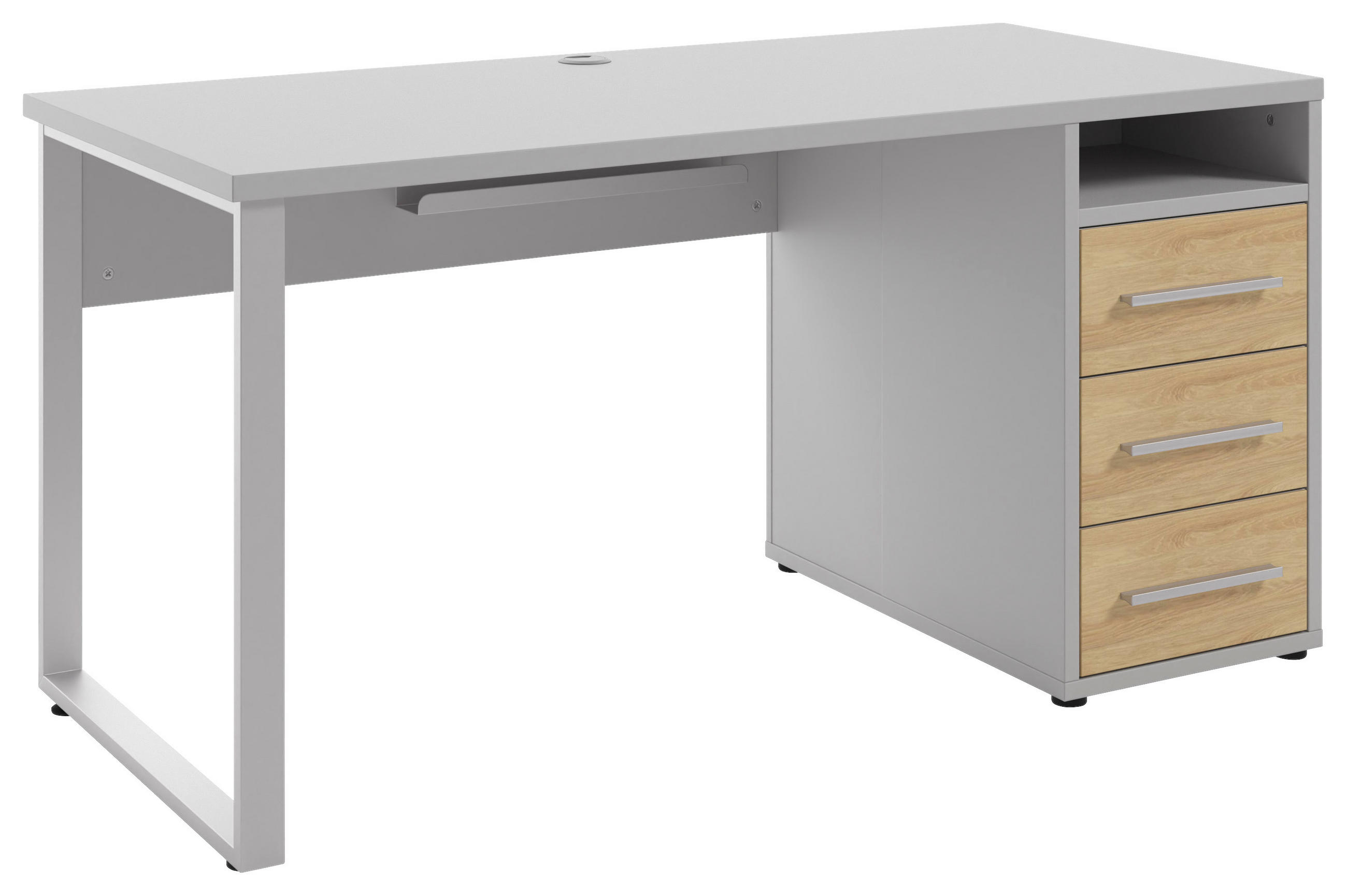 SCHREIBTISCH 150/70/75 cm  in Hellgrau, Hickory  - Silberfarben/Hellgrau, MODERN, Holz/Holzwerkstoff (150/70/75cm)