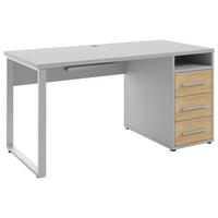 SCHREIBTISCH 150/70/75 cm  in Hellgrau, Hickory  - Silberfarben/Hellgrau, MODERN, Holz/Holzwerkstoff (150/70/75cm)
