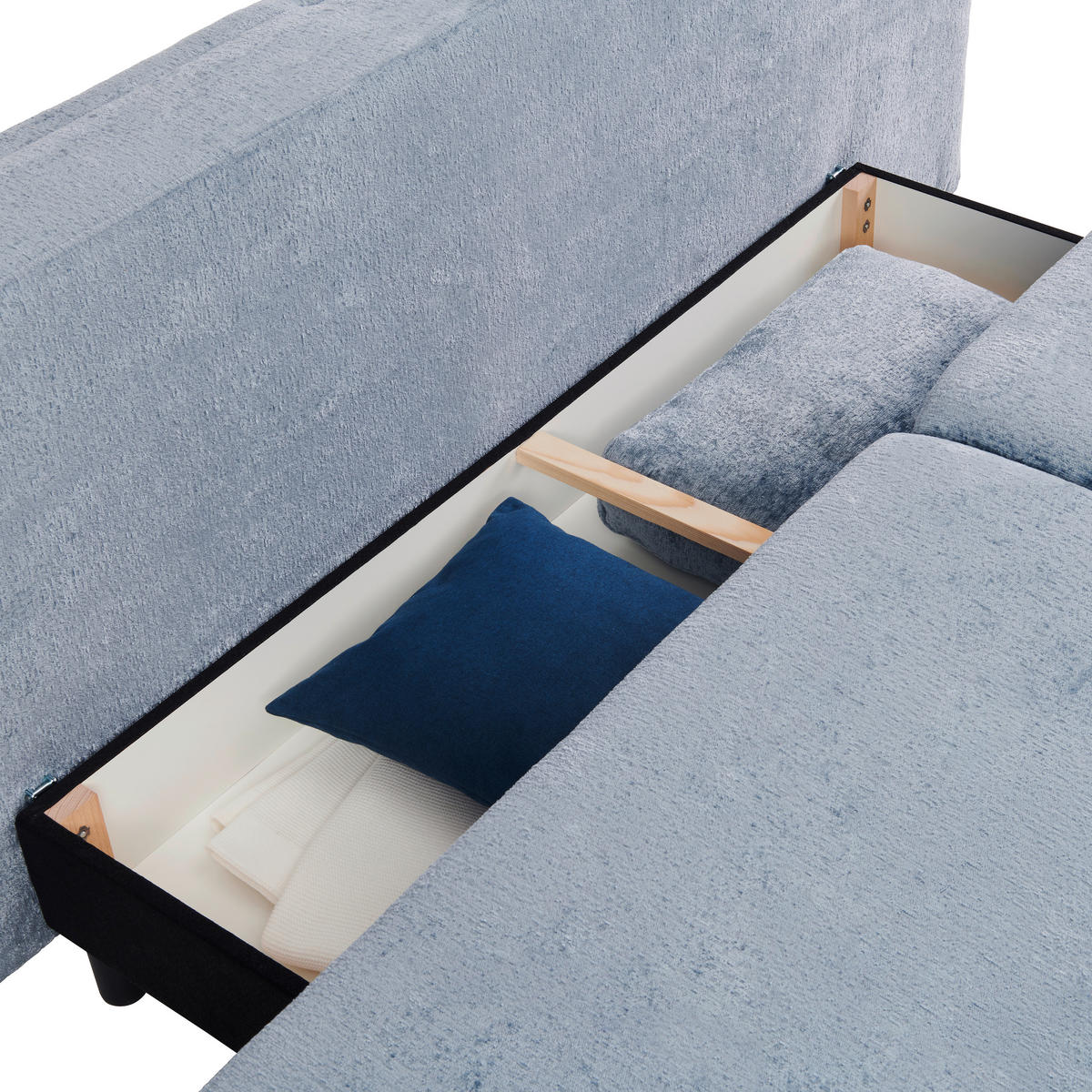 BOXSPRINGSOFA  mit Stoffauswahl Webstoff Blau  - Blau/Schwarz, Design, Textil/Metall (202/93/100cm) - Novel