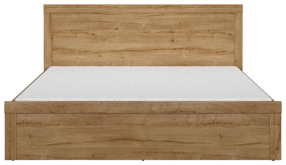 POSTELJA 180 cm   x 200 cm  , leseni material barve hrasta  - črna/barve hrasta, Moderno, umetna masa/leseni material (180/200cm) - MID.YOU