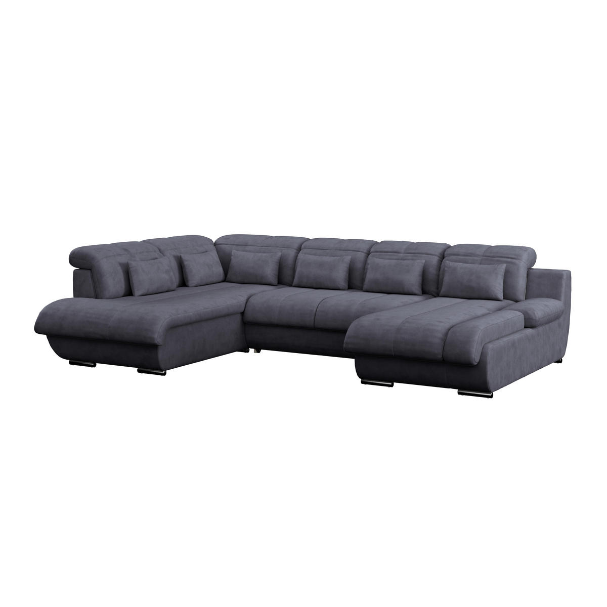 WOHNLANDSCHAFT Dunkelblau Mikrofaser  - Chromfarben/Dunkelblau, MODERN, Textil/Metall (228/345/184cm) - MID.YOU